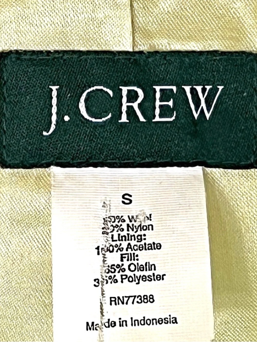 J.Crew Vintage Wool Thinsulate Pea Coat Jacket Size S Bright Green